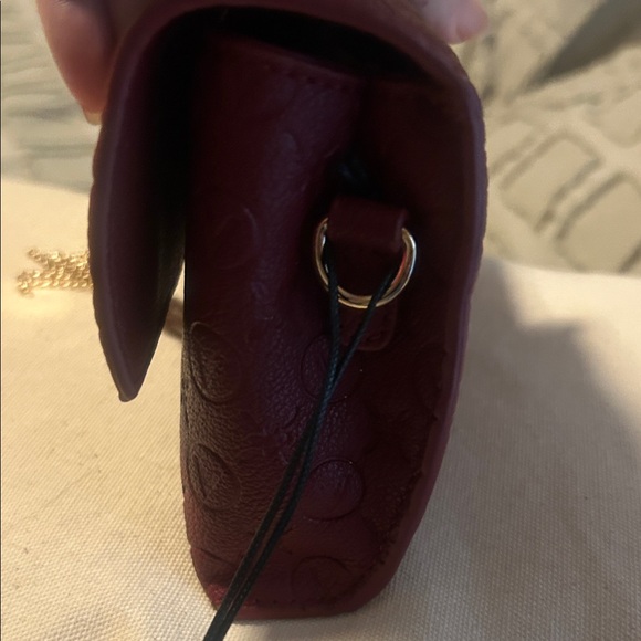 Mario Valentino Burgundy Clutch with Silver Chain Accent - Picture 10 of 14